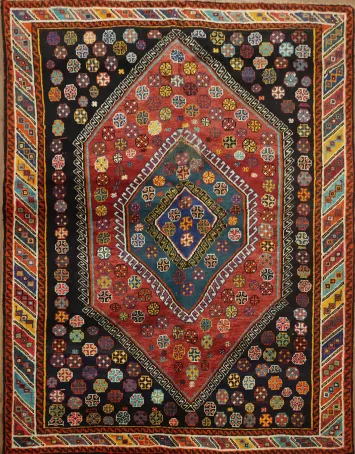 Collectible Unique Tribal Vegetable Dye Shiraz Persian Rug 5x6
