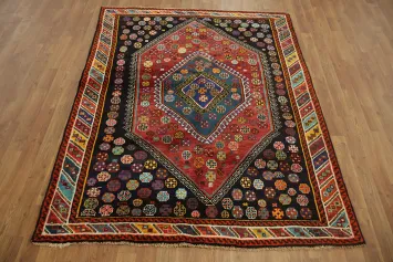 Collectible Unique Tribal Vegetable Dye Shiraz Persian Rug 5x6