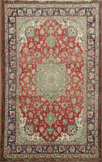 Intricate Floral Medallion Tabriz Persian Area Rug 5x8