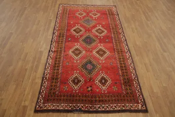Authentic Vintage Tribal Vegetable Dye Qashqai Persian Area Rug 5x9