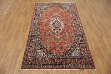 Traditional Floral Vintage Persian Kashan rug  5x9