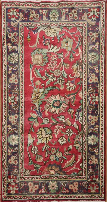 Traditional Red Floral Tabriz Rug Floral 2x4