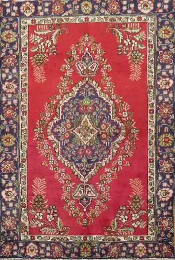 Elegant Persian Red Tabriz Rug with Floral Medallion 4x6