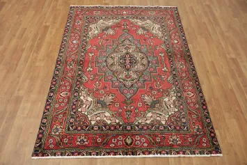 Exquisite Persian Floral Tabriz Persian Rug 5x6