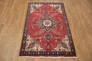 Elegant Red Floral Tabriz Persian Rug 3x5