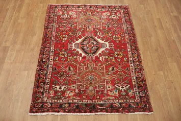 Collectable Vintage Persian Heriz Rug Geometric 4x5