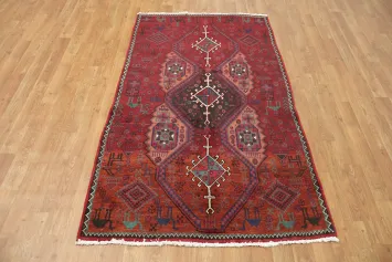Vegetables Dye Vintage Geometric Hamedan Persian Rug 3x6