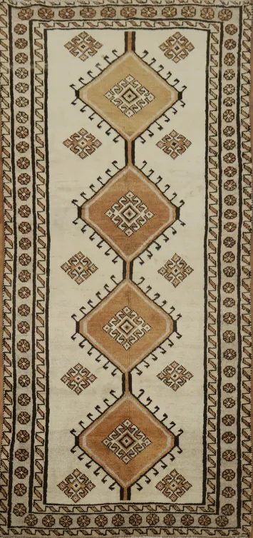 Traditional Geometric Natural Dyed Persian Gabbeh Rug  3x7