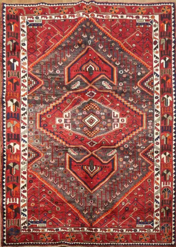 Tribal Traditional Shiraz Persian Area Rug 5x8