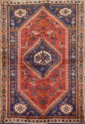 Vibrant Vintage Shiraz Persian Rug 3x5