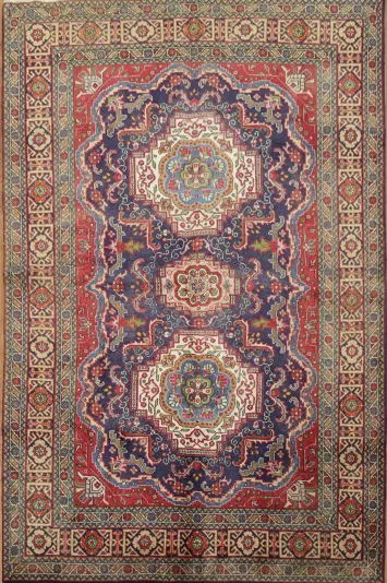 Vintage Blue Tabriz Persian Rug 5x7