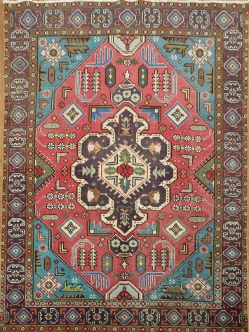 Vibrant Geometric Tabriz Persian Rug 4x6