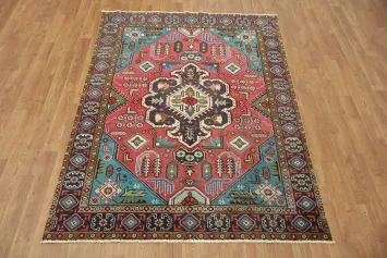 Vibrant Geometric Tabriz Persian Rug 4x6