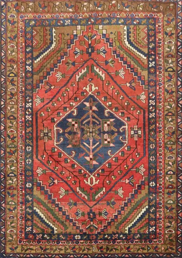 Vibrant Tribal Hamedan Persian Rug 4x6