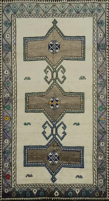 Vegetables Dye Geometric Gabbeh Persian Rug 4x8