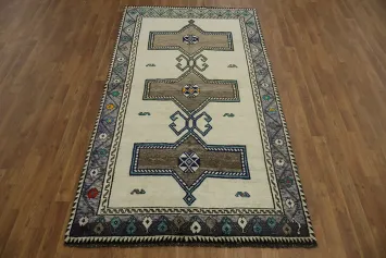 Vegetables Dye Geometric Gabbeh Persian Rug 4x8