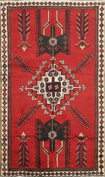 Vintage Geometric Hamedan Persian Rug 4x6