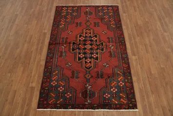 Geometric Vintage Hamedan Persian Rug 4x7
