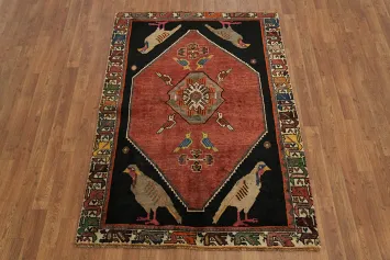 Handcrafted Ornate Animal Pictorial Shiraz Persian Rug 4x6
