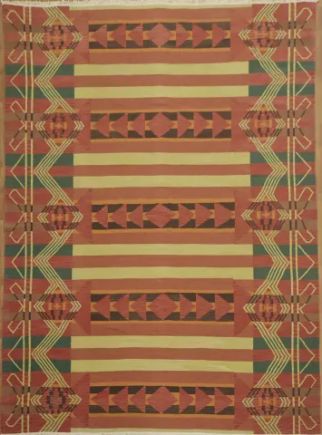 Artisan Crafted Striped Oriental Kilim Area Rug 9x12