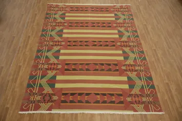 Artisan Crafted Striped Oriental Kilim Area Rug 9x12