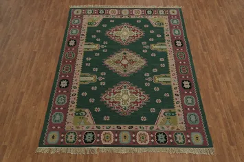 Elegant Green Oriental Kilim Area Rug 9x12
