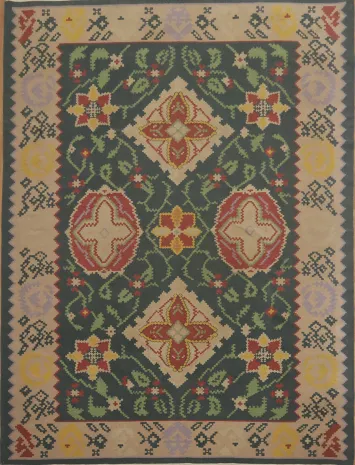 Exquisite Green Oriental Kilim Area Rug 9x12