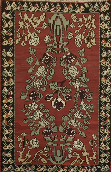 Elegant Vintage Rug: Oriental Kilim Area Rug 7x11