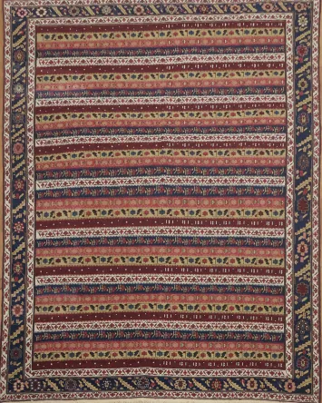 Traditional Multi-Color Striped Oriental Sumak Area Rug 8x10