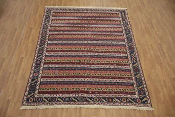 Traditional Multi-Color Striped Oriental Sumak Area Rug 8x10