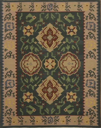 Elegant Traditional Green Oriental Kilim Area Rug 8x10