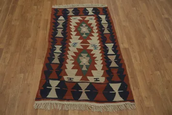 Geometric Oriental Kilim Small Rug 3x4