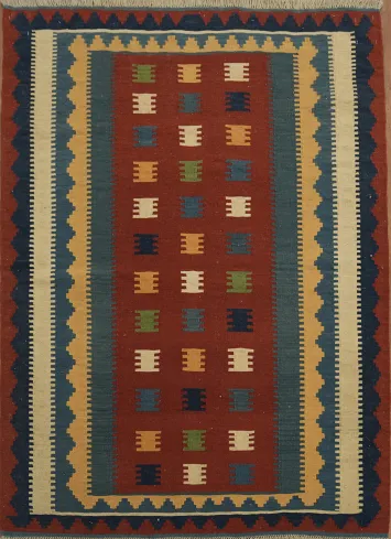 Rustic Charm: Southwestern Oriental Kilim Area Rug 4x6