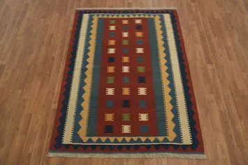 Rustic Charm: Southwestern Oriental Kilim Area Rug 4x6