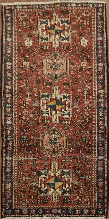 Vintage Tribal Traditional Persian Gharajeh Area Rug 4x8