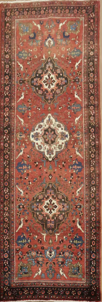 Exquisite Vintage Heriz Persian Runner Rug 4x11