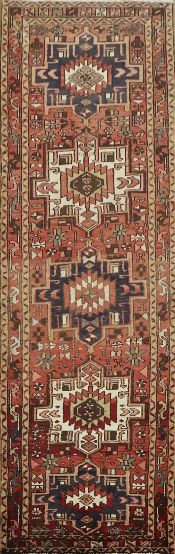 Handwoven Tribal Style Heriz Rug with Intricate Motifs 3x11