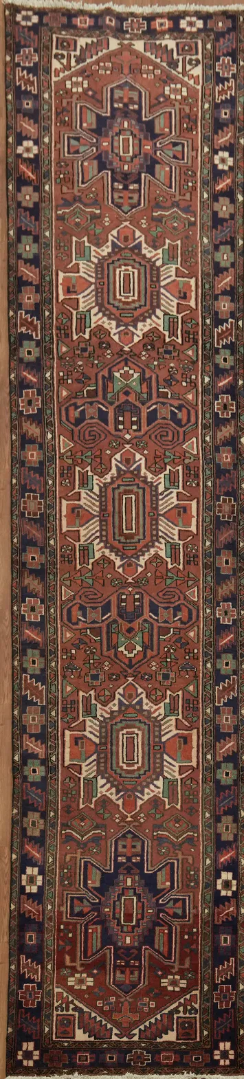 Traditional Long Tribal Heriz Rug with Rich, Colorful Design 3x15