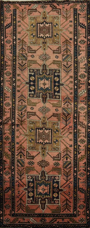 Vintage Tribal Ardebil Rug with Geometric Patterns and Earthy Tones 4x9