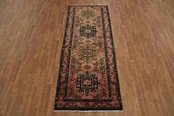 Vintage Tribal Ardebil Rug with Geometric Patterns and Earthy Tones 4x9