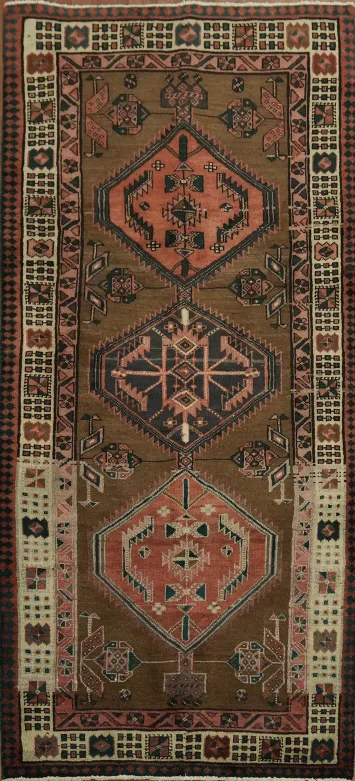 Earthy Tones and Ardebil Persian Runner Rug 3x8