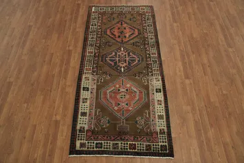 Earthy Tones and Ardebil Persian Runner Rug 3x8