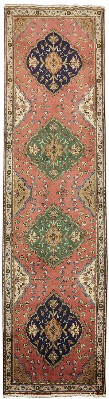 Traditional Floral Tabriz Persian Runner Rug 3x13