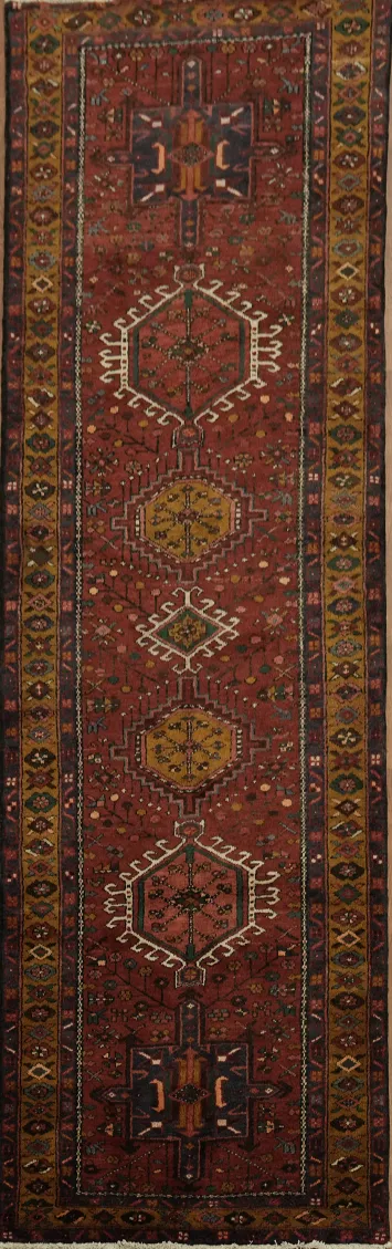 Authentic Persian Vintage Heriz Runner Rug 3x10