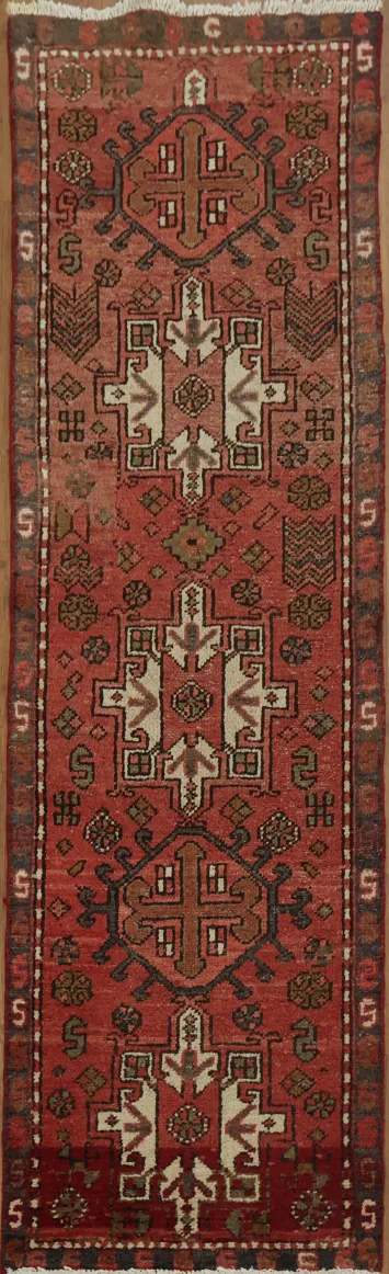 Unique Handcrafted Gharajeh Persian Runner Rug 2x7