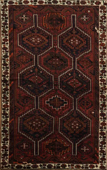 Artistic hand-knotted Qashqai Persian Area Rug 5x9