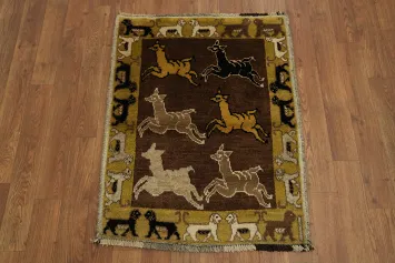 Colorful Animal Pictorial Gabbeh Persian Rug 2x3