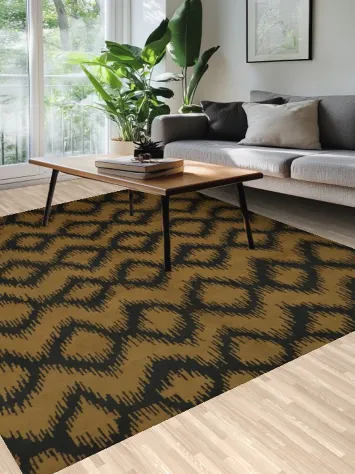 Warm Toned Moroccan Area Rug 8x10 with Subtle Geometric Design