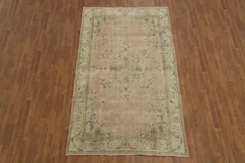 Vintage Floral  Distressed Anatolian Oriental Area Rug 6x10