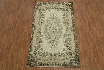 Vintage Ivory Anatolian Oriental Area Rug 5x9